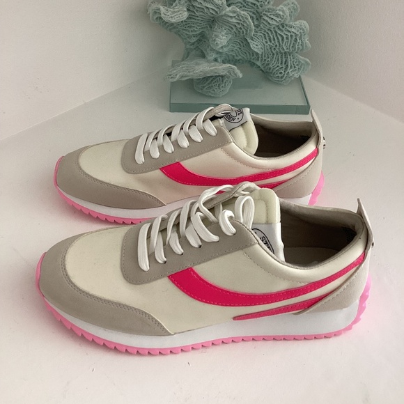 ~HOST PICK~NEW STEVE MADDEN NEUTRAL AND PINK SNEAKERS SHOES Sz 8 - Picture 6 of 8